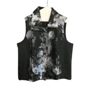 Floral Vest Full Zip Black and Silver